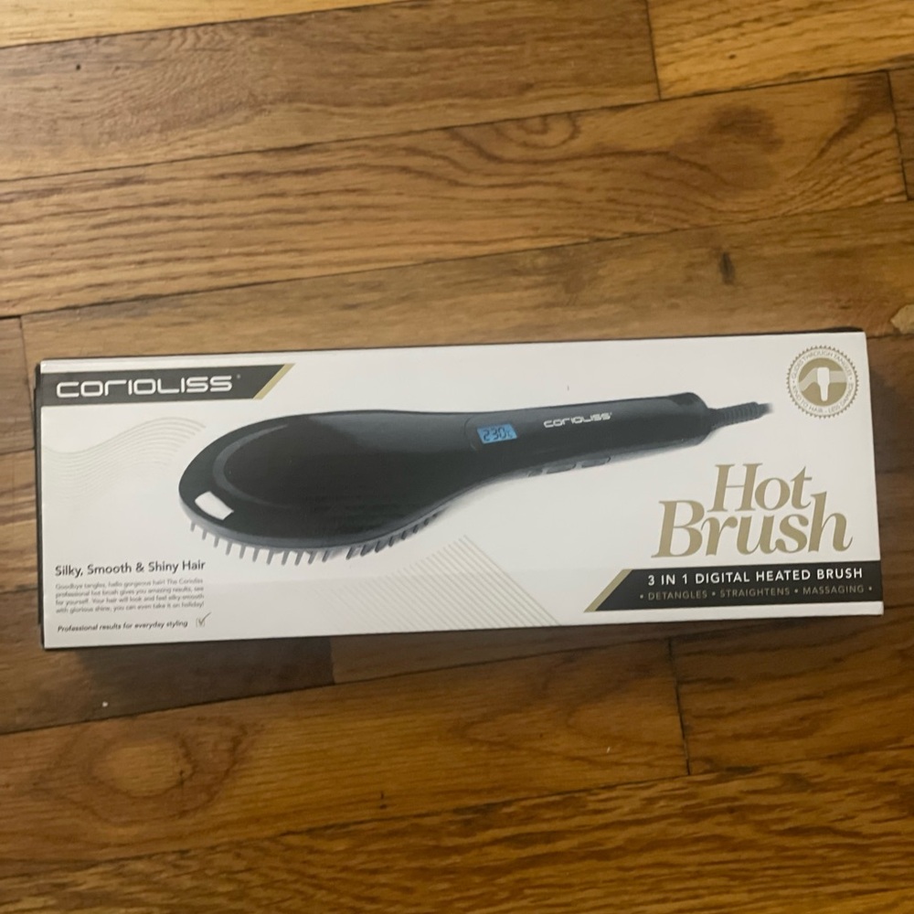 Corioliss Hair Straightening Hot Brush 3-in-1 NIB
